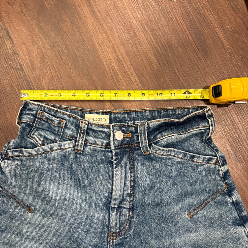 Pilcro Anthropologie Kayden Cuffed Carpenter Barrel Leg Jeans 26 Acid Wash Blue - Picture 4 of 10